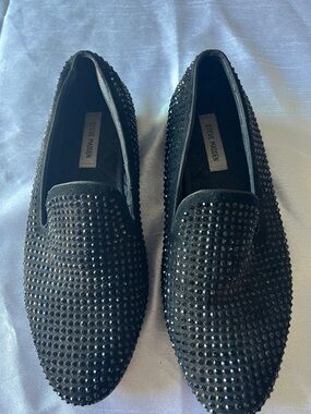 Steve Madden Black Studded Slip-On Loafers men’s size 10 leather upper